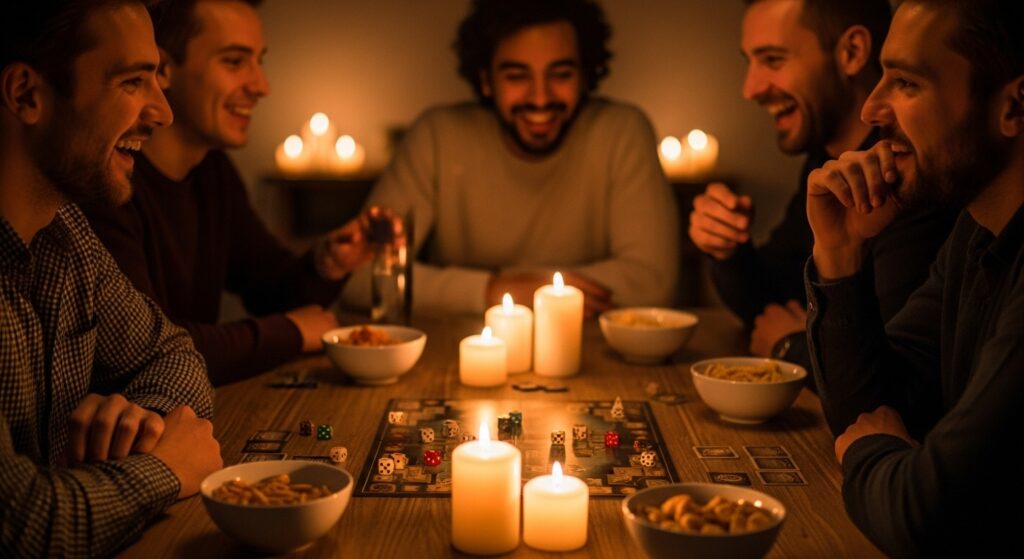 Friends enjoying a tabletop role-playing game showing long-term love for the TTRPG hobby.