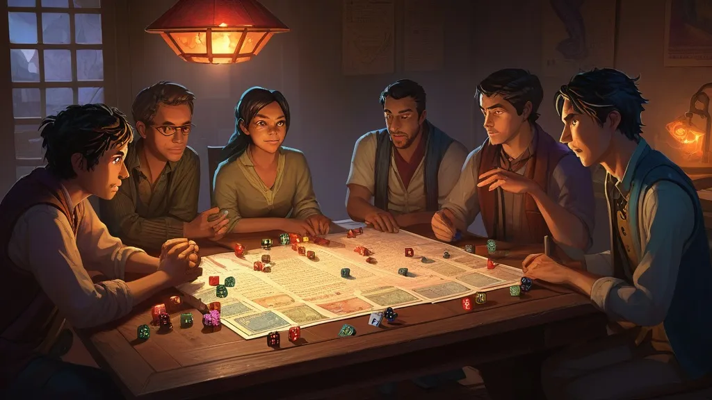 ttrpg adventure session with diverse players and intricate maps