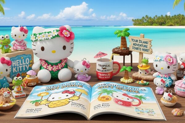 Hello Kitty Island Adventure Gift Guide plushes and collectibles for fans on a tropical island