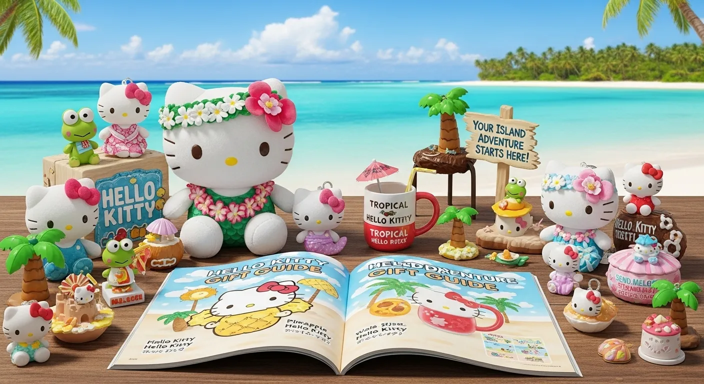 Hello Kitty Island Adventure Gift Guide plushes and collectibles for fans on a tropical island