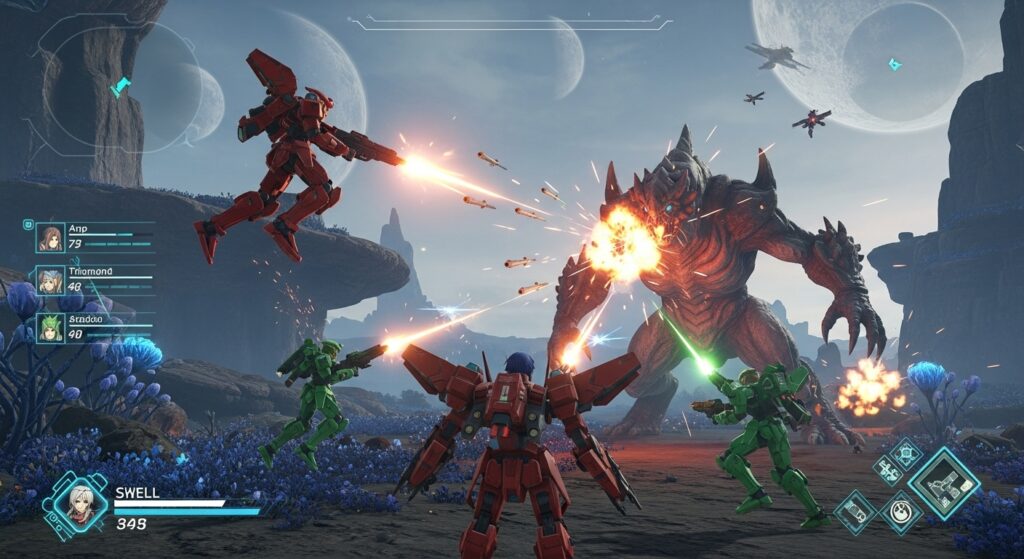 combat in Xenoblade Chronicles X showing