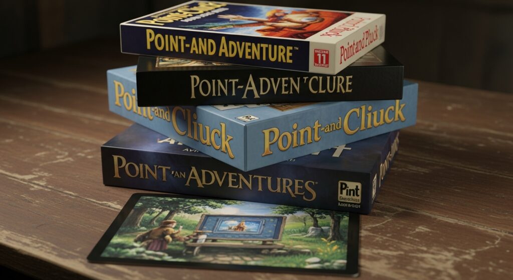 Recommended starting point-and-click adventure games – Monkey Island, Myst, Thimbleweed Park, Kathy Rain, Broken Age.