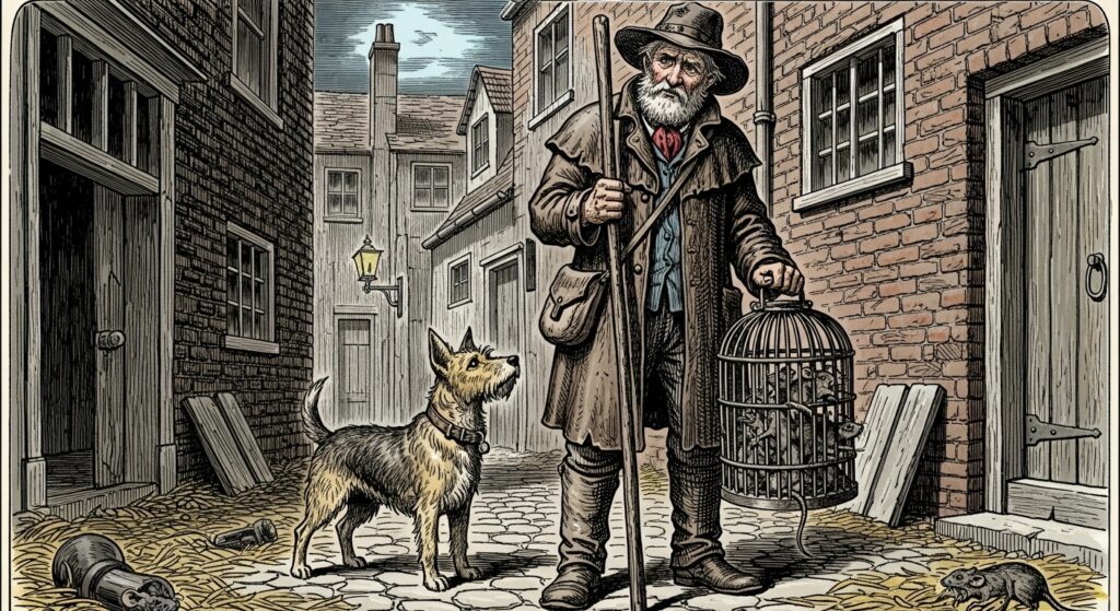A classic WFRP character—rat catcher with loyal hound.