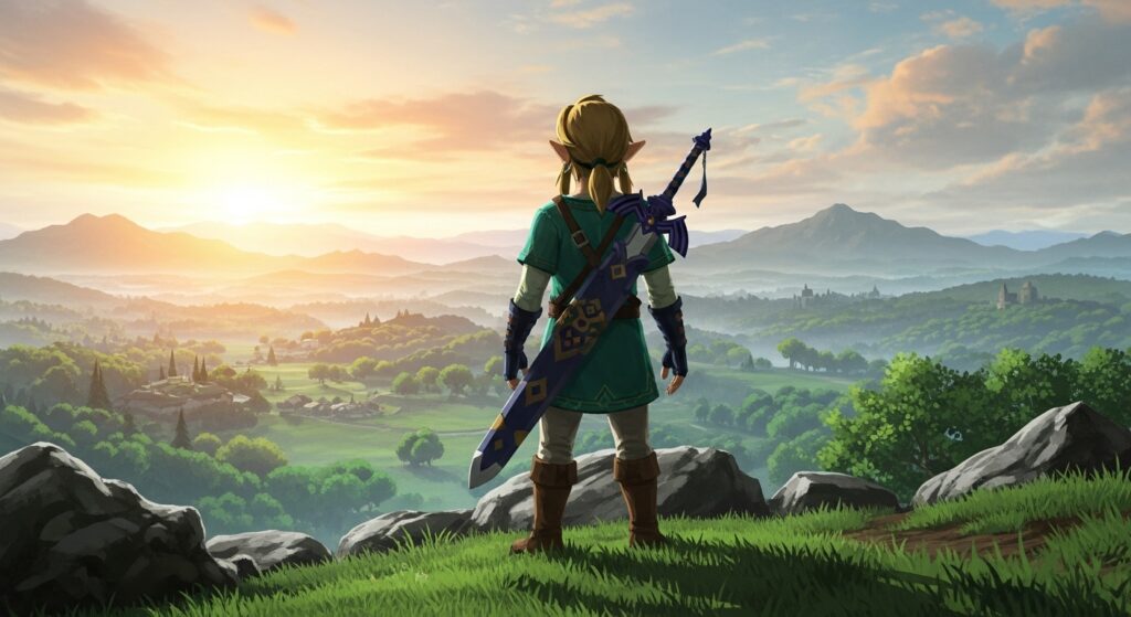 Adult Link overlooking Hyrule Field – why Ocarina of Time still works today.