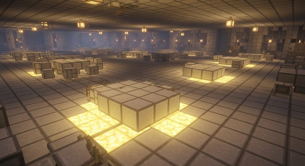 Smooth stone slabs hiding lighting sources in Minecraft base