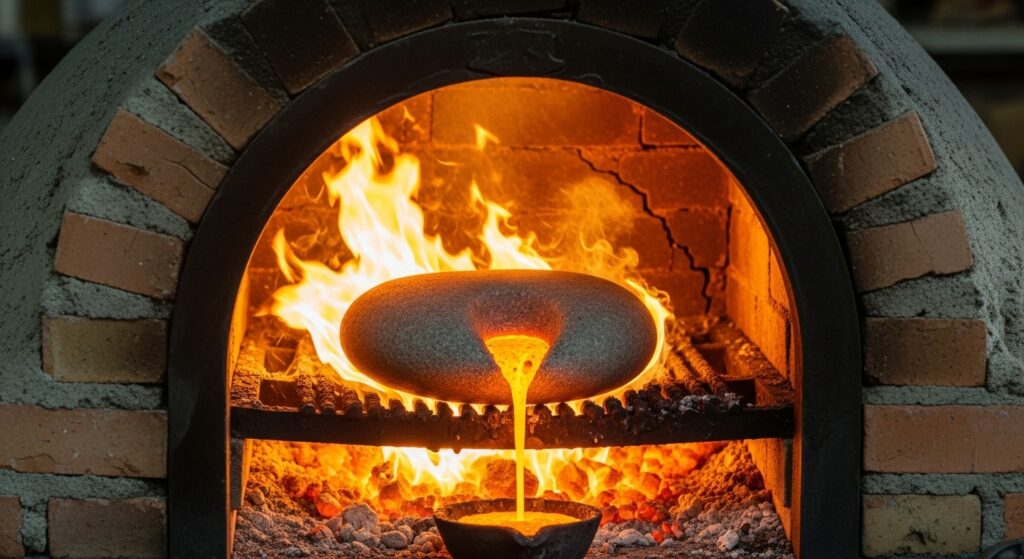 Furnace smelting stone into smooth stone Minecraft process