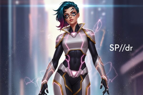 Peni Parker in Marvel Rivals — Beautiful, empowered 18-year-old hero standing strong in her futuristic SP//dr mech, ready for battle.