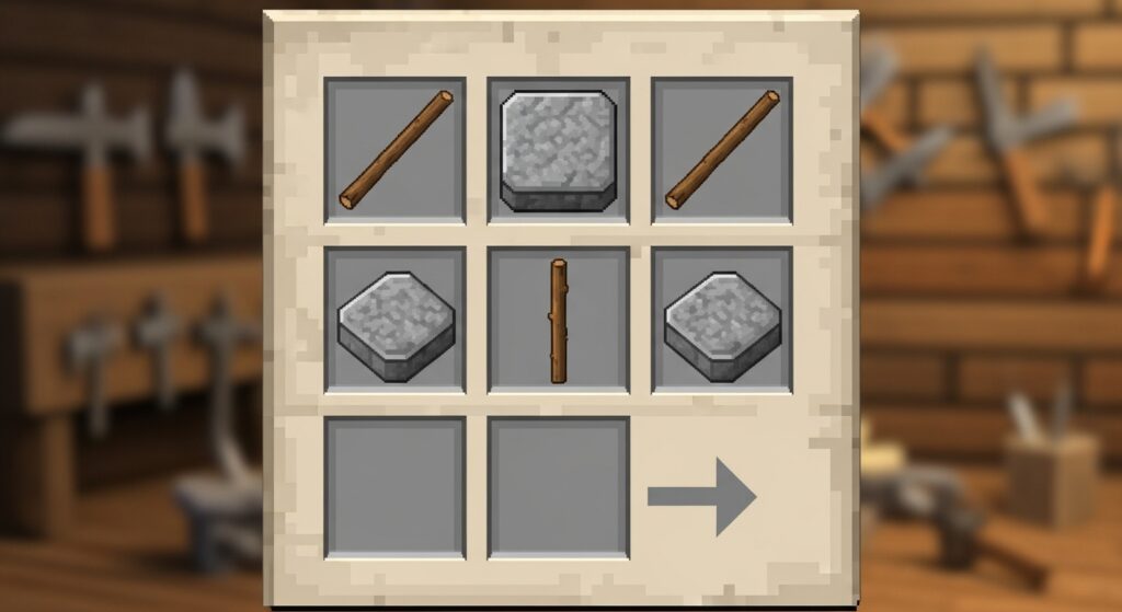 minecraft grindstone crafting recipe layout diagram