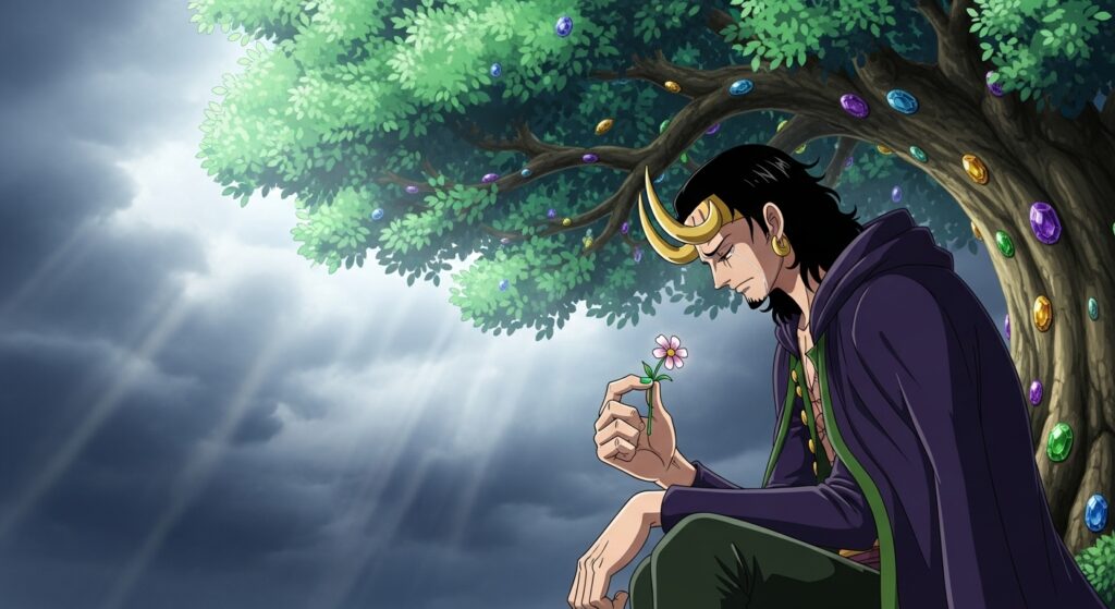 Prince Loki of Elbaf remembering Charlotte Lola under the Jewel Tree.